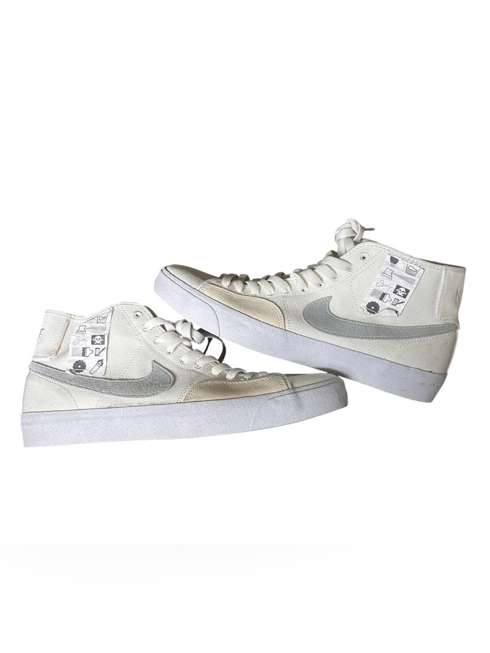 Nike SB Blazer Court Mid Premium SB 'Warning Label' White Men US 10.5 UK 9.5